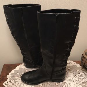 Arturo Chiang Black Leather Boots Sz 8